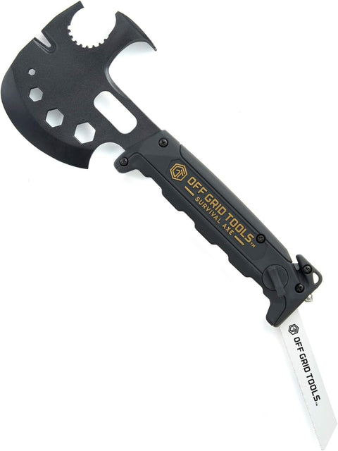 Survival Axe – Black, All Steel, Ultimate Outdoor Multipurpose Tool,